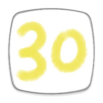 Nombre de pinceaux jaunes 30 sur le noir - Magnet carré - blanc - Devant