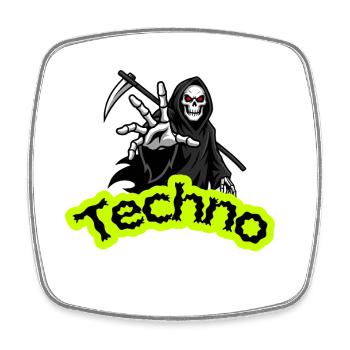 Neon Grim Techno Skull - Square fridge magnet - white - Front