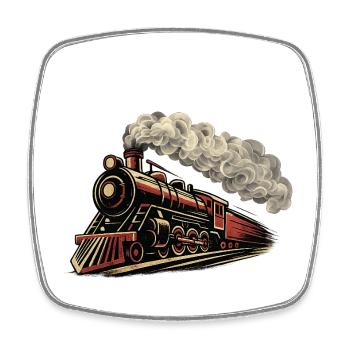 Locomotive à vapeur vintage en train rétro accéléré - Magnet carré - blanc - Devant
