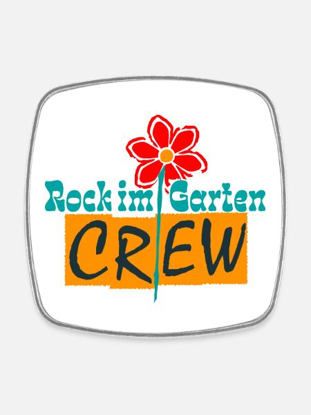 Rock in the Garden Crew – Gardener Flowers Design - Square fridge magnet - white