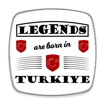 Roter Schild Türkei - Viereckiger Kühlschrankmagnet - Weiß - Vorne