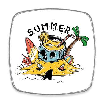 Summer Skull Beach Island Design - Square fridge magnet - white - Front
