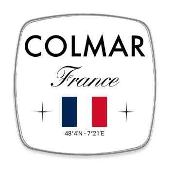 Colmar France Coordinates Travel Souvenir - Square fridge magnet - white - Front