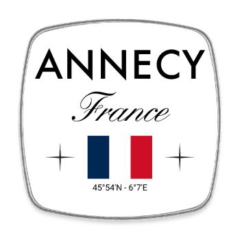 Annecy France Coordinates Travel Souvenir - Square fridge magnet - white - Front