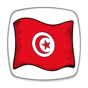 Tunisische Flagge  - Viereckiger Kühlschrankmagnet - Weiß - Vorne