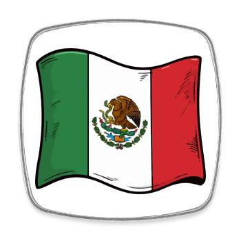 Illustration de bandes dessinées des drapeaux du Mexique - Magnet carré - blanc - Devant