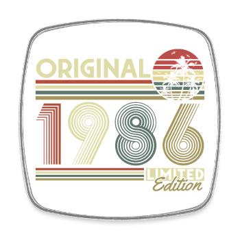 Anniversaire rétro vintage vintage original de 1986 - Magnet carré - blanc - Devant