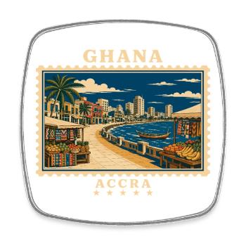 Marque de voyage vintage Ghana Accra - Magnet carré - blanc - Devant
