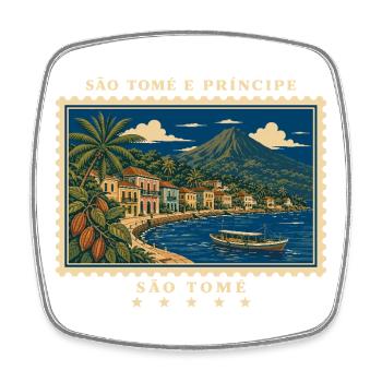 São Tomé und Príncipe São Tomé Vintage Reisemarke - Viereckiger Kühlschrankmagnet - Weiß - Vorne