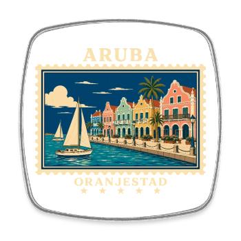 Aruba Oranjestad Vintage Reisemarke - Viereckiger Kühlschrankmagnet - Weiß - Vorne