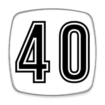 40 Zahl symbol - Viereckiger Kühlschrankmagnet - Weiß - Vorne