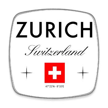 Zurich, Suisse Coordonnées Souvenir de voyage - Magnet carré - blanc - Devant