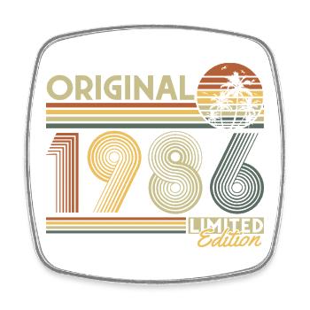 1986 Vintage Vintage Birthday Gift Retro - Square fridge magnet - white - Front