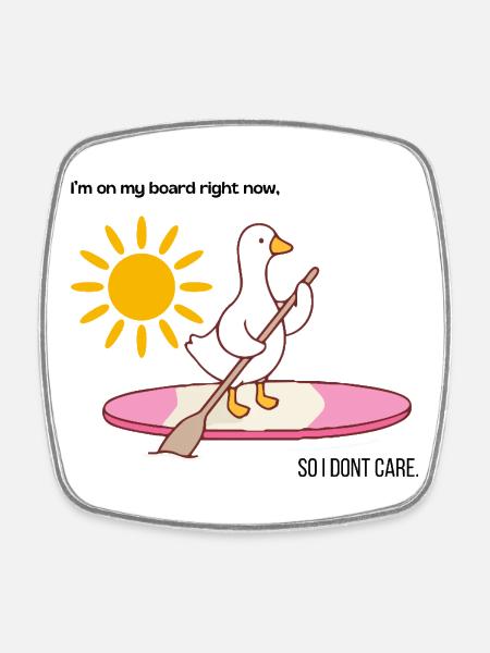 Stand up paddle duck - Square fridge magnet - white