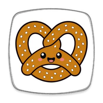 Kawaii Brezel Lächelnder Snack - Viereckiger Kühlschrankmagnet - Weiß - Vorne