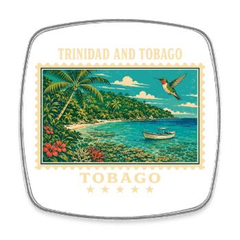 Marque de voyage vintage de Trinité-et-Tobago - Magnet carré - blanc - Devant