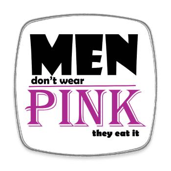 Pink Serif Logo Tee Art - Square fridge magnet - white - Front