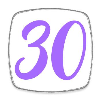 Number 30 in Lavender Calligraphy - Square fridge magnet - white - Front