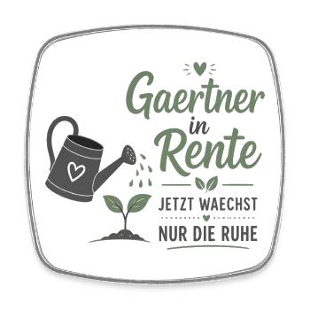 Gärtner in Rente – Gießkanne & Spruch – Geschenk - Viereckiger Kühlschrankmagnet - Weiß - Vorne
