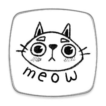 Cat meow - Square fridge magnet - white - Front