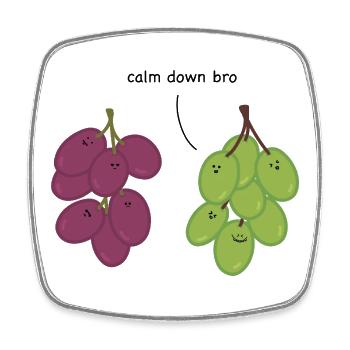 Calm down bro - grapes - Square fridge magnet - white - Front