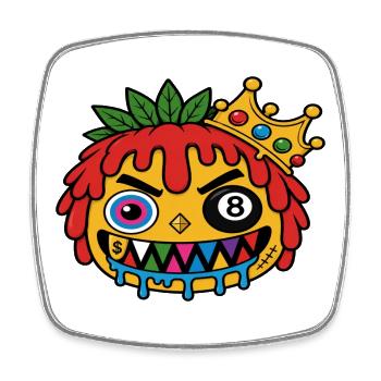 Slime King Drip - Streetwear Hip Hop Mascot - Viereckiger Kühlschrankmagnet - Weiß - Vorne