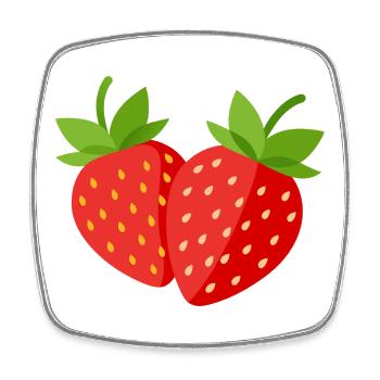 fraise - Magnet carré - blanc - Devant