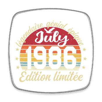 Anniversaire Juillet 1986 Vintage Cadeau - Magnet carré - blanc - Devant