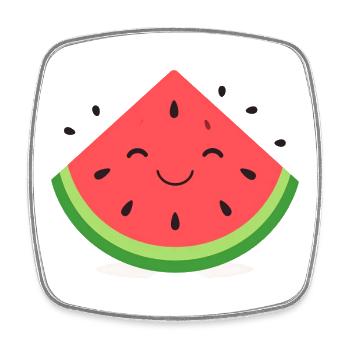 Kawaii Melon – Cute Watermelon Cartoon Graphic - Square fridge magnet - white - Front
