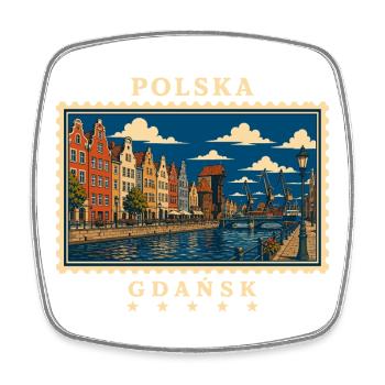 Polen Gdańsk Vintage Reisemarke - Viereckiger Kühlschrankmagnet - Weiß - Vorne