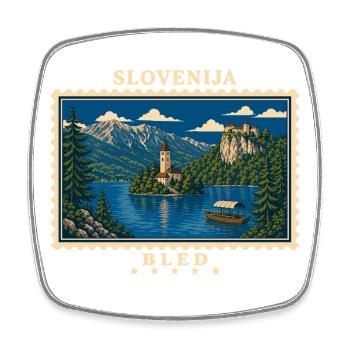 Slowenien Bled Vintage Reisemarke - Viereckiger Kühlschrankmagnet - Weiß - Vorne