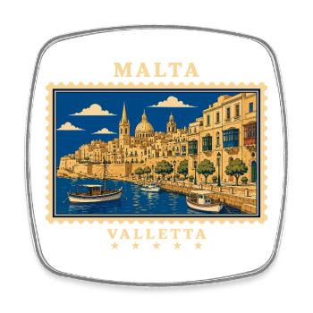 Malta Valletta Vintage Travel Brand - Square fridge magnet - white - Front