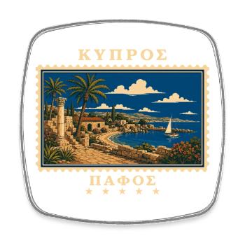 Zypern Paphos Vintage Reisemarke - Viereckiger Kühlschrankmagnet - Weiß - Vorne