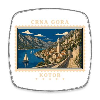 Montenegro Kotor Vintage Reisemarke - Viereckiger Kühlschrankmagnet - Weiß - Vorne