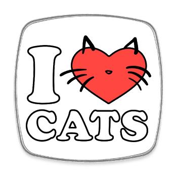 I Love Cats Heart Logo - Square fridge magnet - white - Front