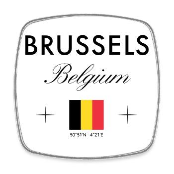 Bruxelles, Belgique, coordonnées, voyage, souvenir - Magnet carré - blanc - Devant