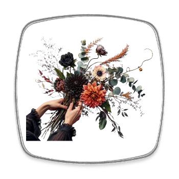 Nocturnal bouquet of dahlias - Square fridge magnet - white - Front