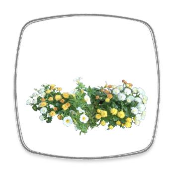 Summer Flower Arrangement. Sea of flowers in yellow white - Square fridge magnet - white - Front