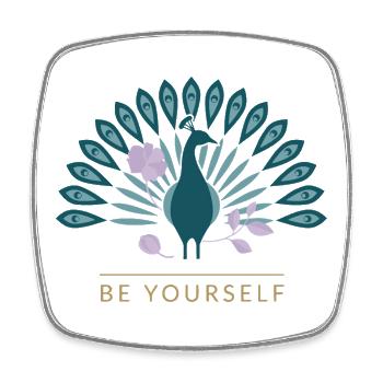 Peacock Be Yourself Emblem - Viereckiger Kühlschrankmagnet - Weiß - Vorne