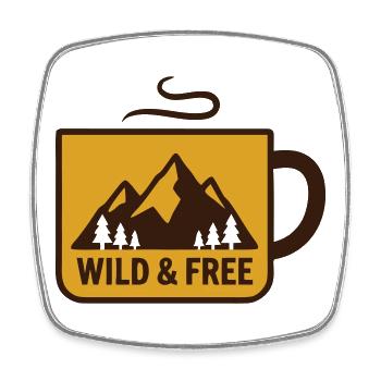 Heisse Tasse Berge Abzeichen - Viereckiger Kühlschrankmagnet - Weiß - Vorne