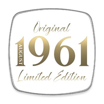 65th Birthday Gift Original August 1961 - Square fridge magnet - white - Front