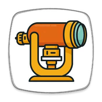 Orange Teleskop Cartoon - Viereckiger Kühlschrankmagnet - Weiß - Vorne