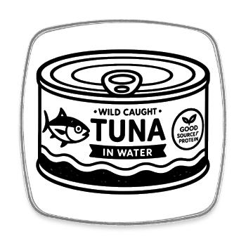Dose Retro Minimal Thunfisch - Viereckiger Kühlschrankmagnet - Weiß - Vorne