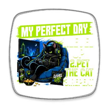 Gamer Gaming Cat Video Game - Viereckiger Kühlschrankmagnet - Weiß - Vorne
