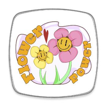 Flower Power  - Viereckiger Kühlschrankmagnet - Weiß - Vorne