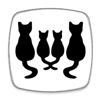 katzenfamilie Silhouette - Viereckiger Kühlschrankmagnet - Weiß - Vorne