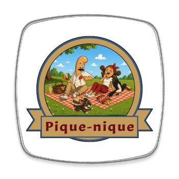 Pique-nique de Kek & Ina  - gag de la vie - Magnet carré - blanc - Devant