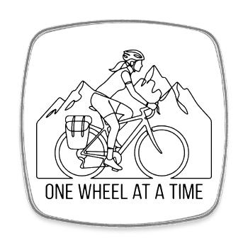 Ein Rad nach dem anderen Weibliche Radfahrer-Linienkunst - Viereckiger Kühlschrankmagnet - Weiß - Vorne