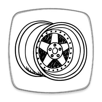 Felge - Viereckiger Kühlschrankmagnet - Weiß - Vorne