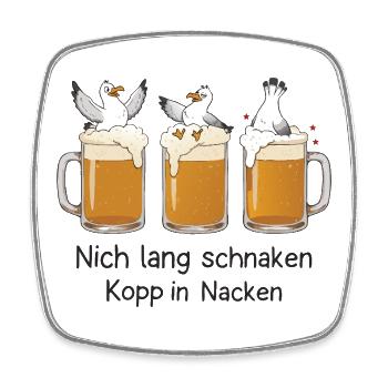 Not Long Schnaken Kopp In Neck Beer Seagulls - Viereckiger Kühlschrankmagnet - Weiß - Vorne